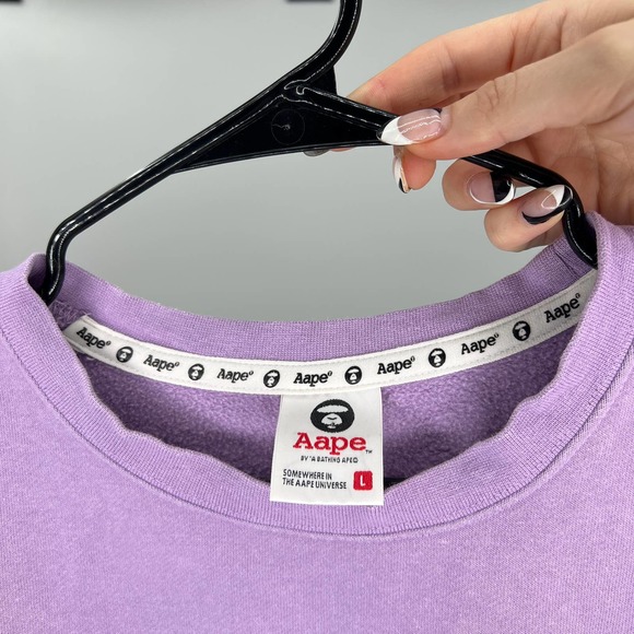 Bathing Ape BAPE Lavender Purple Crew Neck L - Picture 7 of 8